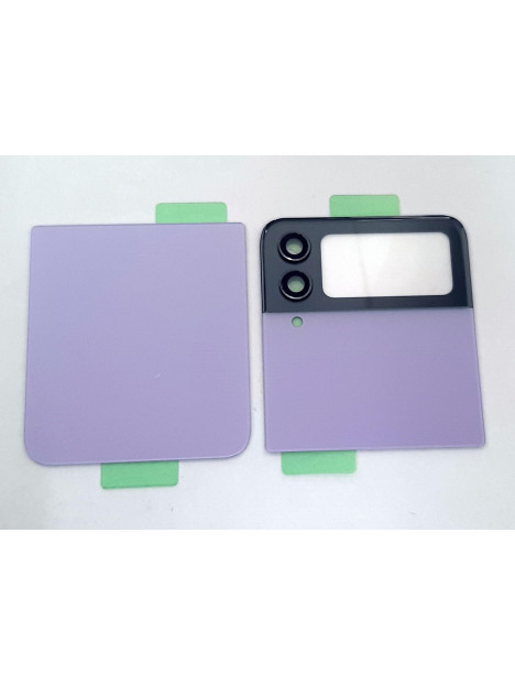 Set 2 tapa trasera o tapa bateria purpura para Samsung Galaxy Z Flip 4 SM-F721 mas cubierta camara