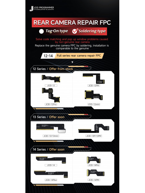 JC flex FPC iPhone 12 Pro sin componentes para reparación camara (necesita soldar)