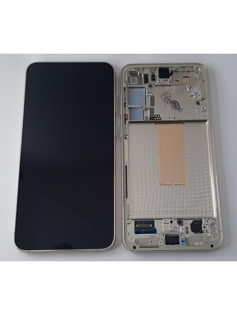 Pantalla lcd para Samsung galaxy S23 Plus SM-S916 mas tactil negro mas marco crema Service Pack GH82-30477B GH82-30