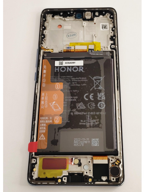 Pantalla lcd para Huawei Honor Magic 5 Lite H0235AEMW mas tactil negro mas marco plata Service Pack