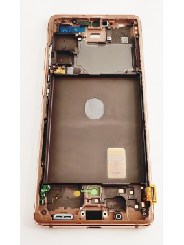 Pantalla LCD mas tactil negro para Samsung Galaxy S20 FE 4G 5G SM-G780F GH82-24214E mas marco naranja service pack