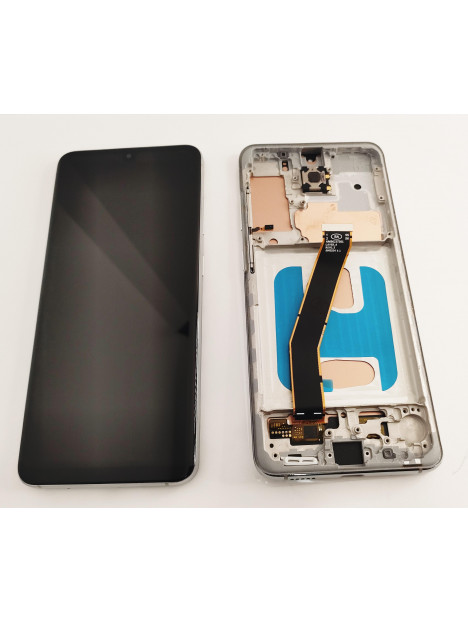 Pantalla LCD mas tactil negro para Samsung Galaxy S20 SM-G980F mas marco plata calidad incell