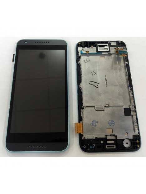 HTC Desire 620 pantalla lcd + tactil negro + marco azul premium