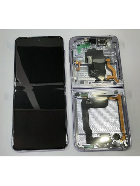 Pantalla lcd para Samsung Galaxy Z Flip 4 SM-F721 GH82-30238B mas tactil negro mas marco violeta Service Pack