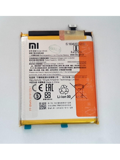 Bateria BN49 Xiaomi Redmi 7A MZB7995IN M1903C3EG M1903C3EH M1903C3EI 4000 mAh Service Pack