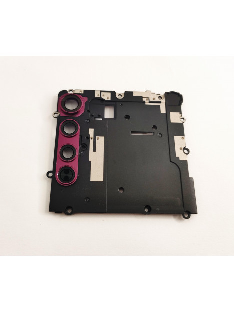 Carcasa sujecion placa para Motorola Moto Edge mas cubierta camara morada calidad premium