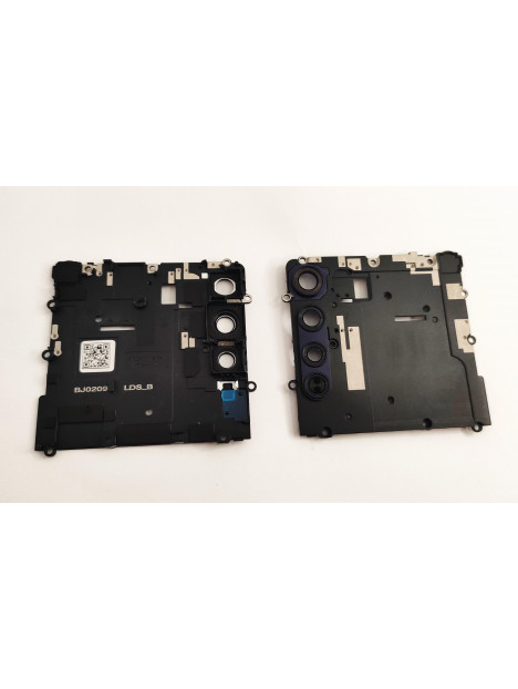 Carcasa sujecion placa para Motorola Moto Edge mas cubierta camara azul calidad premium