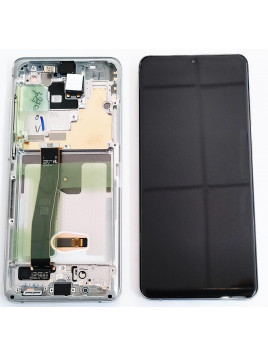 Pantalla LCD para Samsung Galaxy S20 Ultra SM-G988F GH82-22327C mas tactil negro mas marco plata service pack