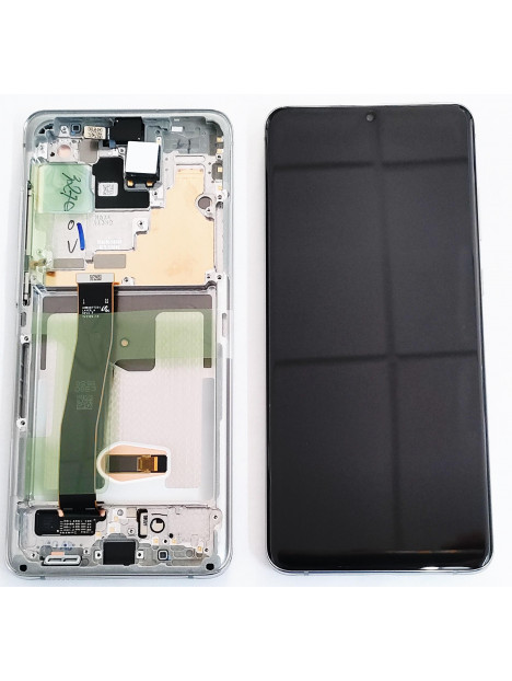 Pantalla LCD para Samsung Galaxy S20 Ultra SM-G988F GH82-22327C mas tactil negro mas marco plata service pack