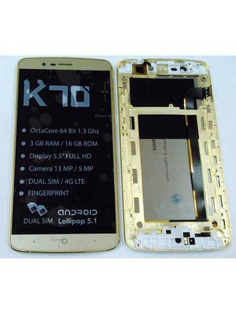 Elephone P8000 pantalla lcd + tactil dorado + marco premium