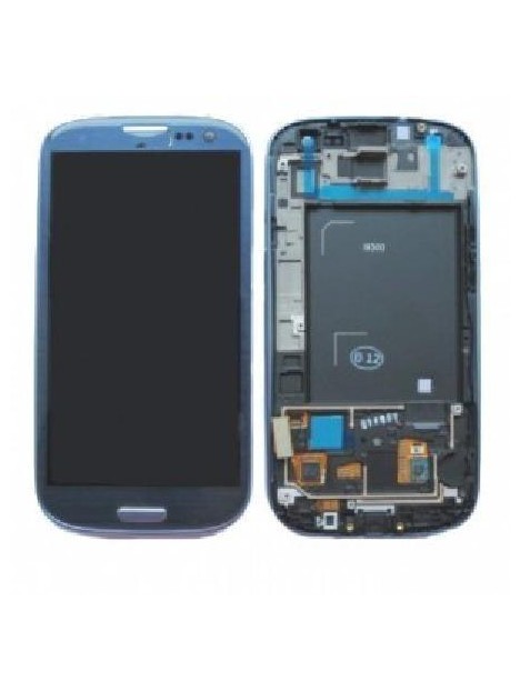 Samsung Galaxy s3 i9300 táctil+lcd+marco azul premium
