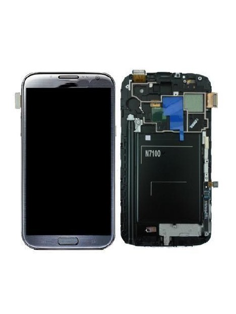 Samsung Galaxy Note 2 N7100 pantalla lcd + táctil gris premium + marco ensamblado en Asia