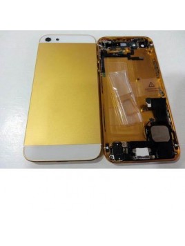 iPhone 5 Carcasa Central + Tapa batería dorado-blanco + comp