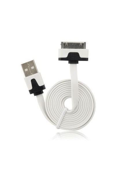 Cable usb plano blanco iPhone 3G 3GS 4G 4S IPOD