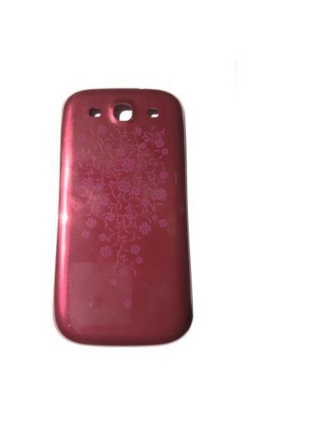 Samsung Galaxy S3 I9300 Tapa Batería roja flores