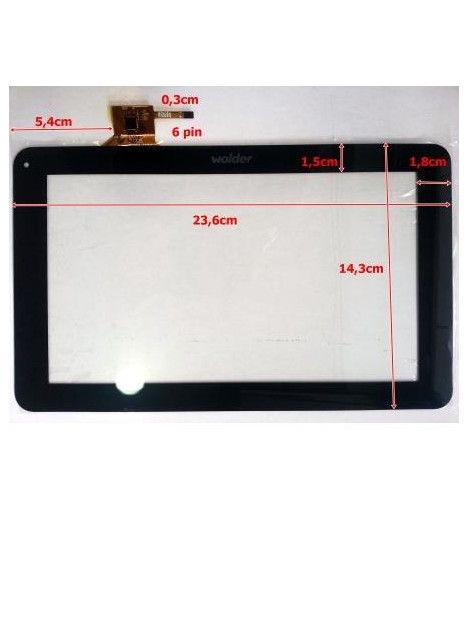 Pantalla táctil repuesto tablet china 9" modelo 15