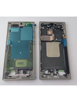 Carcasa central o marco gris para Samsung Galaxy S24 Ultra SM-S928B GH82-33399A Service Pack