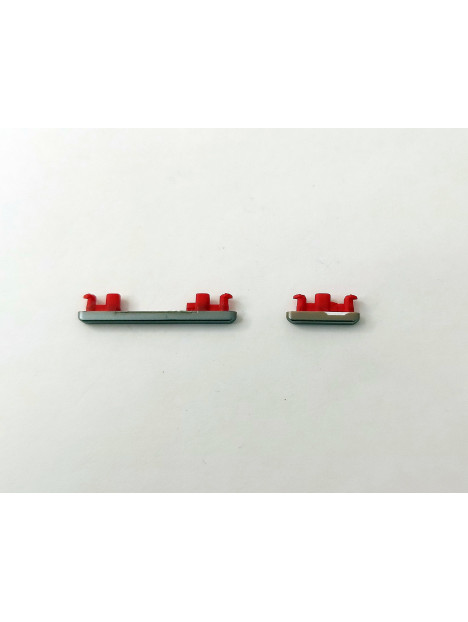 Set 2 botones platas para Motorola Moto Edge 20 XT2143 calidad premium