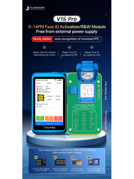 JCID V1S Pro X-14PM Modulo Activación de Face ID Módulo R&W