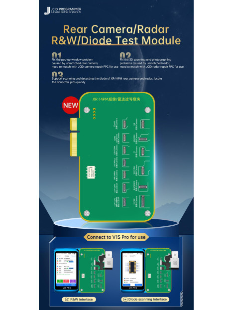 JCID Modulo V1S Pro XR - 14 PM soluciona problema ventana flex camara trasera y radar