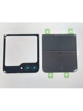 Set 2 tapa trasera o tapa bateria negra para Samsung Galaxy Z Flip 5 5G SM-F731B mas cubierta camara