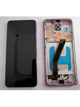 Pantalla TFT para Samsung Galaxy S20 SM-G980F SM-G981F 5G mas tactil negro mas marco rosa compatible