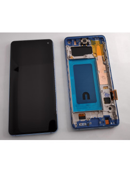 Pantalla TFT para Samsung Galaxy S10 SM-G973F mas tactil negro mas marco azul compatible