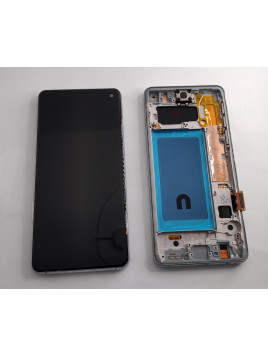 Pantalla TFT para Samsung Galaxy S10 SM-G973F mas tactil negro mas marco plata compatible