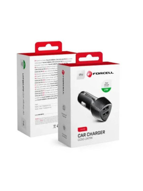 Cargador de coche doble de la serie FORCELL CARBON 17W