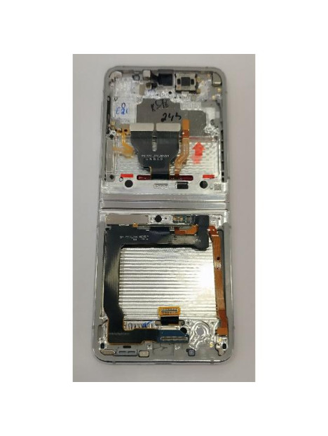 Pantalla lcd para Samsung Galaxy Z Flip 3 SM-F711B mas tactil negro con marco plata GH82-27243E Service Pack