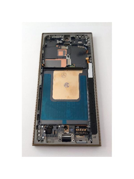 Pantalla lcd para Samsung Galaxy S24 Ultra S928 mas tactil negro con marco amarillo calidad premium