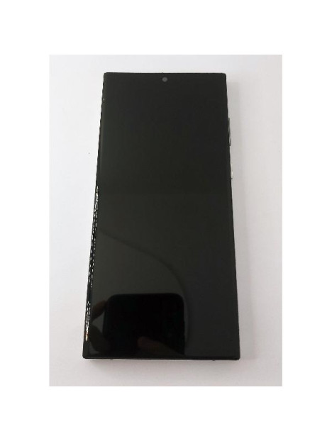 Pantalla lcd para Samsung Galaxy S22 Ultra S908 mas tactil negro con marco blanco TFT