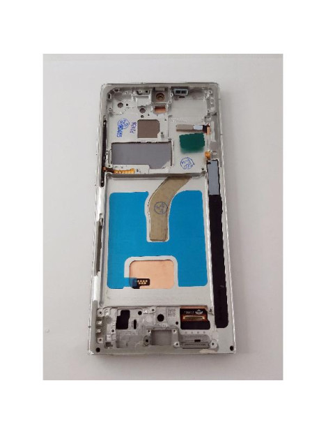 Pantalla lcd para Samsung Galaxy S22 Ultra S908 mas tactil negro con marco blanco TFT