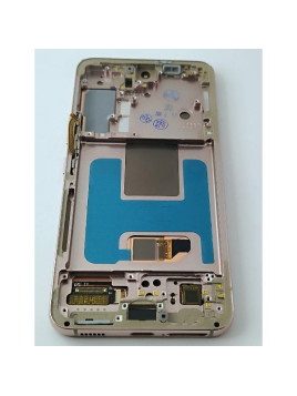 Pantalla lcd para Samsung Galaxy S22 S901 mas tactil negro con marco rosa calidad Oled