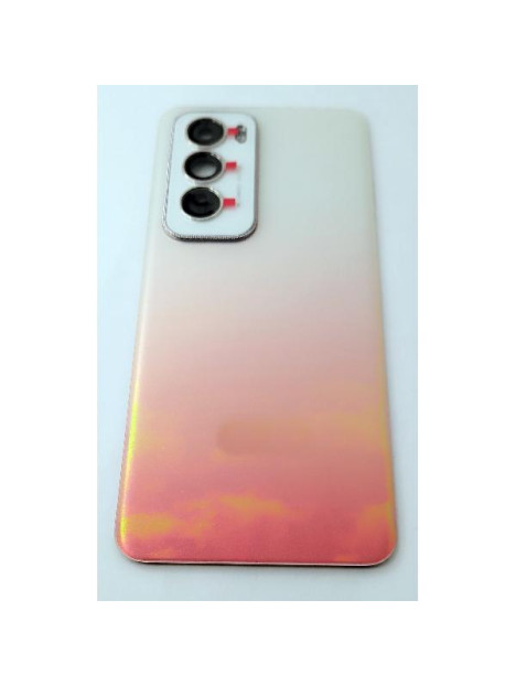 Tapa trasera o tapa bateria blanca roja para Oppo Reno 12 5G CPH2625 con cristal de camara