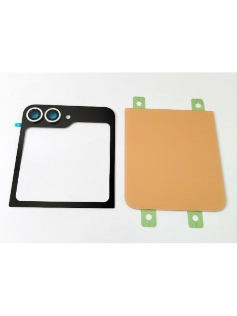 Tapa trasera o tapa bateria dorada para Samsung Galaxy Z Flip 6 5G F741 con lente de camara