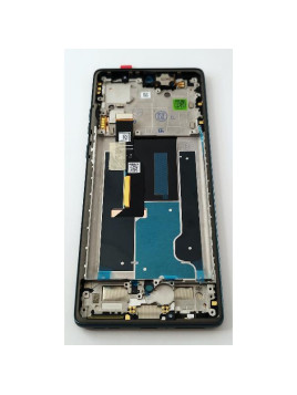Pantalla lcd para Motorola Edge 50 Fusion 5G mas tactil negro con marco azul calidad premium