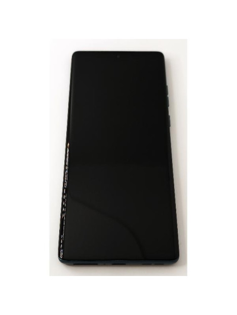 Pantalla lcd para Motorola Edge 50 Fusion 5G mas tactil negro con marco azul calidad premium