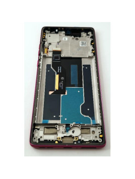 Pantalla lcd para Motorola Edge 50 Fusion 5G XT2429 mas tactil negro con marco rosa calidad premium