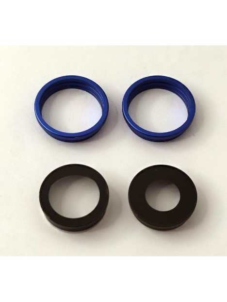 Set de 2 cristales de camara con marco azul para iPhone 16 iPhone 16 Plus calidad premium