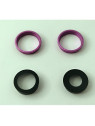 Set de 2 cristales de camara con marco rosa para iPhone 16 iPhone 16 Plus calidad premium
