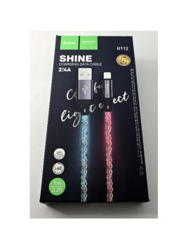 Cable USB A para Lightning 2,4A U112 1M gris HOCO de carga de datos con luz