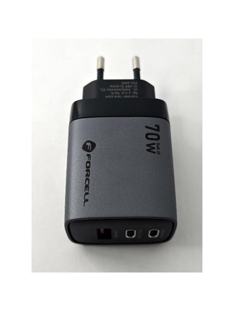 Cargador FORCELL F-Energy con 2 puertos Tipo C y 1 USB A PD QC4.0 SAM SFC2 3.45A 70W gris
