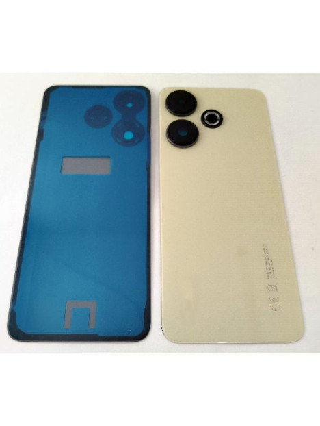 Tapa trasera o tapa bateria dorada para Xiaomi Redmi 13 con cristal de camara