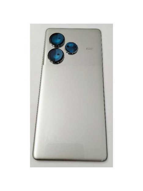 Tapa trasera o tapa bateria plata para Realme GT 6T 5G RMX3853 con cubierta de camara
