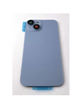 Tapa trasera o tapa bateria azul para iPhone 14 con cubierta de camara compatible sin logo version europea