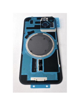 Tapa trasera o tapa bateria azul para iPhone 14 con cubierta de camara compatible sin logo version europea