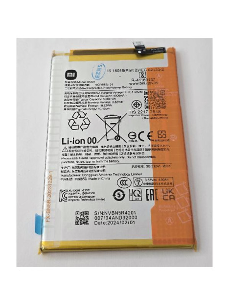Bateria BN5R 5000mAh para Xiaomi Redmi A3 1330101000177B Service Pack