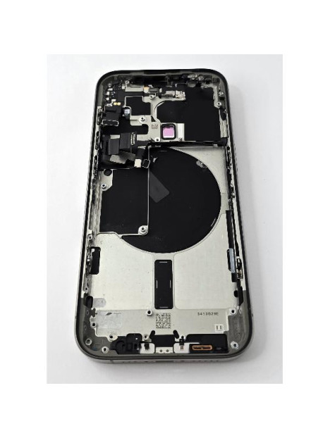 Tapa trasera o tapa bateria gris titanio para iPhone 15 Pro A2848 A3101 con marco central remanufacturada grado A