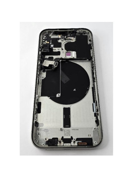 Tapa trasera o tapa bateria blanca para iPhone 15 Pro A2848 A3101 con marco central remanufacturada grado A